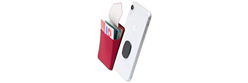 Sinjimoru Mini Geldbörse fürs Handy abnehmbar, Slim Wallet mit Wireless Charging Support, Visitenkarten Etui, Smart Wallet für iPhone & Android. Sinji Mount Flap Rot