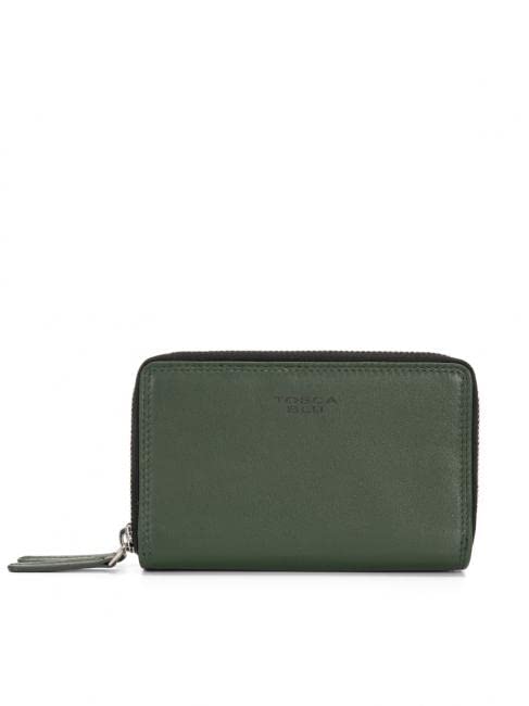 Tosca Blu Basic Wallets Geldbörse aus Leder mit Logo, grün, Unica, Modern