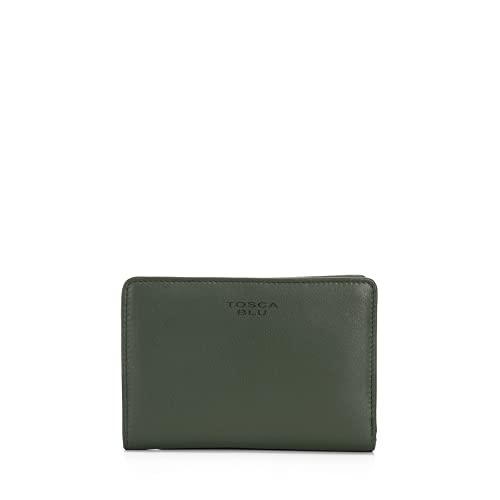 Tosca Blu Basic Wallets Geldbörse aus Leder mit doppelter Öffnung, grün, Unica, Modern