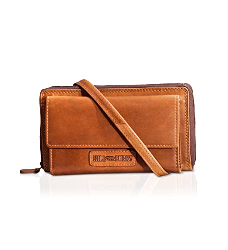 Hill Burry Leder Handy Portemonnaie Saira I Wallet | Umhängetasche | Handy-Geldbörse aus hochwertigem naturgegerbtem Leder | RFID Schutz | B 11cm x H 19cm x T 4cm