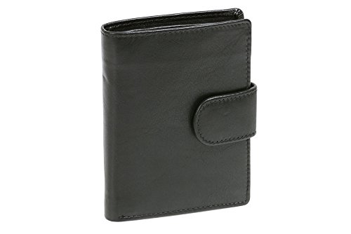 LEAS Geldbörse RFID-Schutz im Hochformat mit Außenverschluss Damen & Herren Echt-Leder, schwarz Basic-Edition