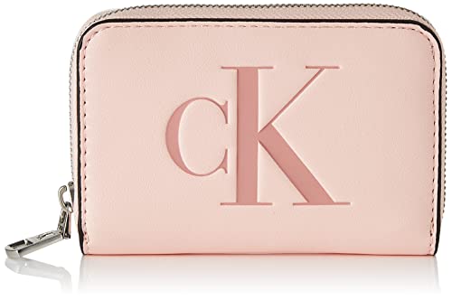 Calvin Klein Jeans Damen Geformter Med Zip Around Mono Faltbare Brieftasche, pink Blush, Einheitsgröße