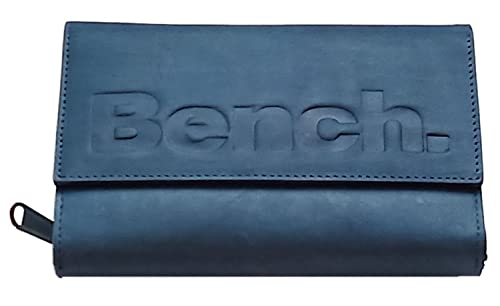 BENCH Große Damen echt Leder XXL Geldbörse Portemonnaie Brieftasche Clutch NEU, Farbe:Jeansblau