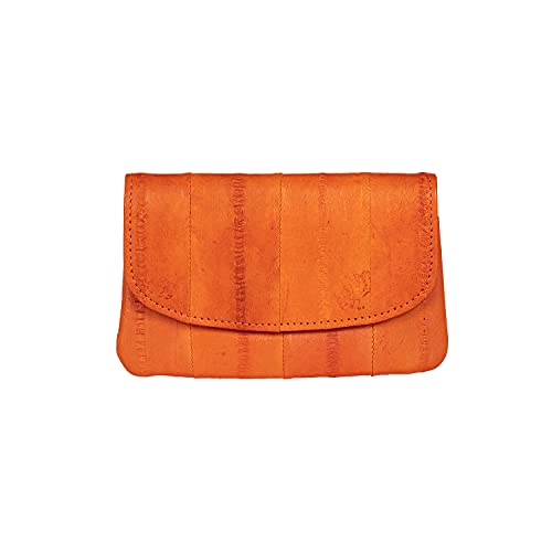 Becksöndergaard Geldbörse Damen - Handy Seasonal Colors in Orange mit Druckknopf - Kleine Münzbörse Portemonnaie Geldbeutel für Geld & Karten aus 100% Aalleder - L:11xH:7,5xB:1 cm