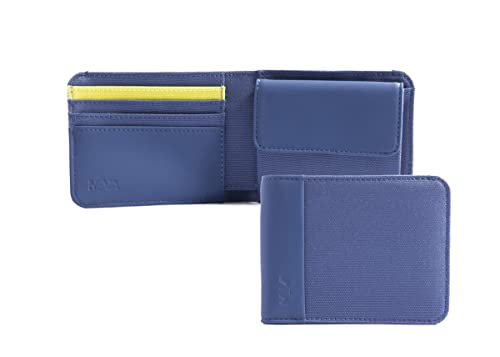 Nava Twin Colors Herren Slim Geldbörse mit 4 Kreditkartenfächern und Münztasche, Blau/Lime