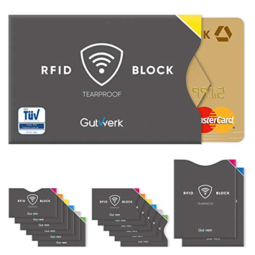 RFID Blocker Kartenhülle NFC Schutz TÜV geprüft 14 Stück | NFC Schutzhülle EC Karte reißfest dünn | Kartenschutzhülle gegen Datenklau | EC Karten Schutzhülle RFID Hülle Kreditkarte