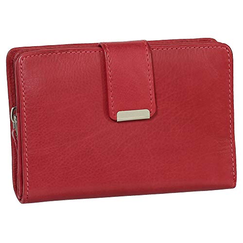 RFID Damen Leder Geldbörse Damen Portemonnaie Damen Geldbeutel - Farbe Rot - Geschenkset + exklusiven Ledershop24 Schlüsselanhänger