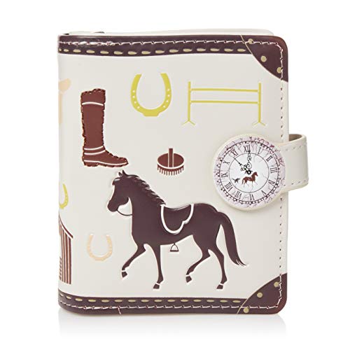 Shagwear ® Portemonnaie Geldbörse Damen Geldbeutel Mädchen Bifold Mehrfarbig Portmonee Designs: (Pferde/Unbrideld Horses)