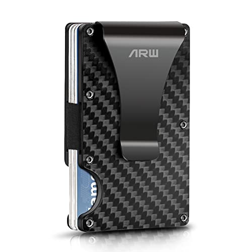ARW Slim Wallet mit RFID-Schutz, Kartenetui Herren,Metall Geldbörse mit Geldklammer,Geldbeutel Carbon