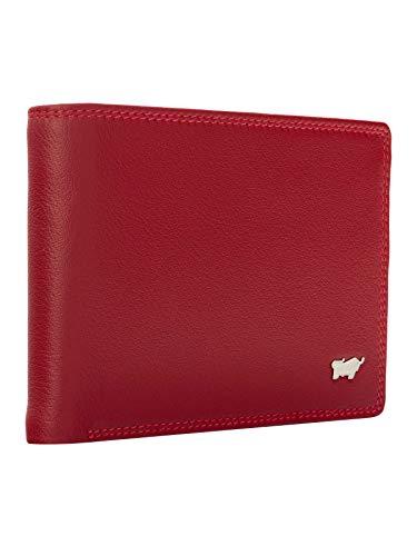 BRAUN BÜFFEL Damen Geldbörse aus echtem Leder Golf 2.0 - Trifold - Portemonnaie für Frauen - 8 Kartenfächer - Rot