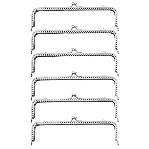 Healifty 6 Stücke Geldbörse Rahmen Metall Taschenbügel Taschenrahmen Kuss Verschluss Rahmen für Handtasche Geldbeutel Münzbörsen 18cm (Silber)