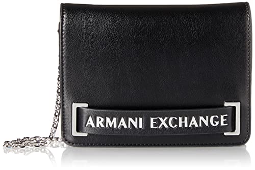 Armani Exchange A|X Damen Chain Wallet Logo Tasche Geldbörse an Kette, schwarz, Einheitsgröße
