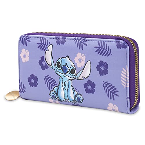 Disney Geldbörse Damen Stitch Portemonnaie Mädchen und Teenager Geldbeutel Damen Stitch Geschenke (Lila)