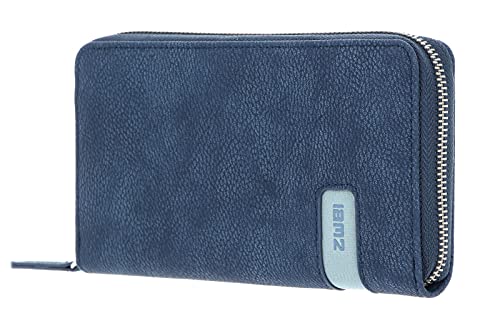 zwei Mademoiselle Wallet Damengeldbörse 19 cm, Nubuk-Blue (Blau),