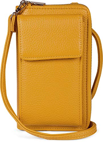 styleBREAKER Damen Mini Bag Geldbörse mit Handy Fach und RFID Schutz, Umhängetasche, Handytasche, Crossbag 02012362, Farbe:Curry