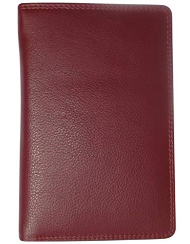 Josephine Osthoff Handtaschen-Manufaktur feine Leder Brieftasche - Bordeaux - RFID Doppelnaht, Reißverschlussfach Reiseunterlagenetui Ausweistasche Rot 94230