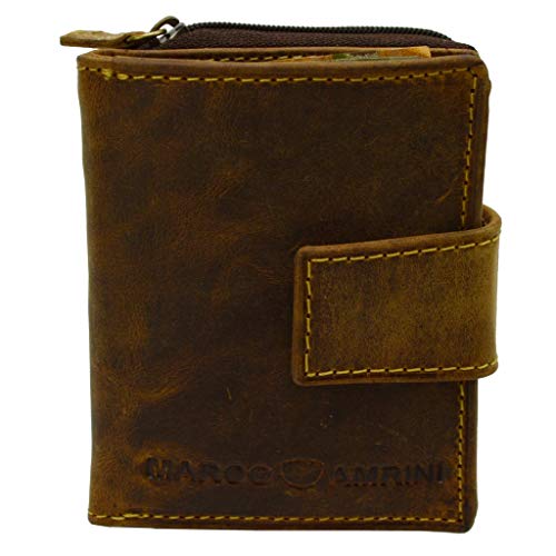 Kleine Handliche Herren/Damen Vintage echt Leder Geldbörse mit Riegelverschluss und RFID NFC Schutz