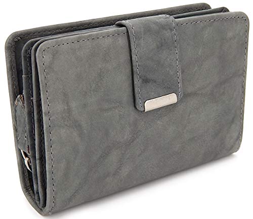 ekavale Damen Geldbörse aus weichem Leder mit RFID-Schutz - Damen-Portemonnaie (Grau)