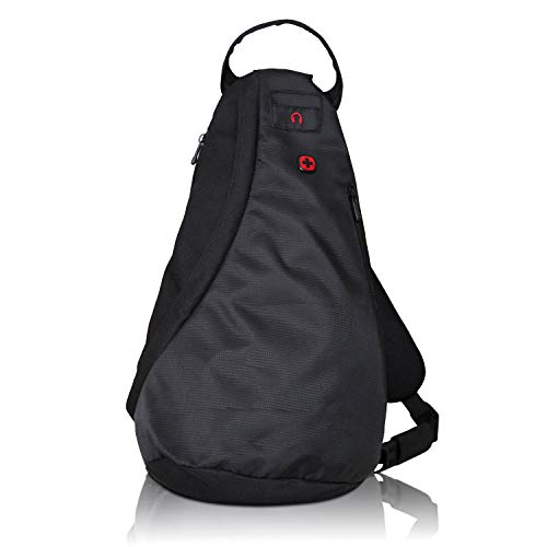 WENGER Premium Cross Body Bag, sportliche Umhängetasche für Damen und Herren, Sporttasche, Schultertasche für Skifahren, Snowboard, Outdoor, 10 Liter, Schwarz