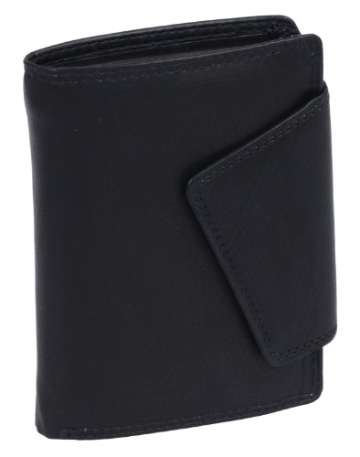 LEAS Damenbörse im Hochformat mit RFID Schutz Echt-Leder, schwarz Ladies-Collection''