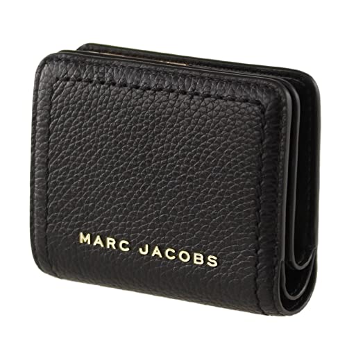 Marc Jacobs S101L01SP21 Black With Gold Hardware Top Stitched Compact Zip Damen Leder Geldbörse, schwarz, Small, Klassisch