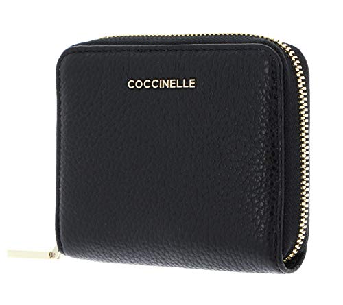 Coccinelle Metallic Soft Leather Zip Around Wallet Noir