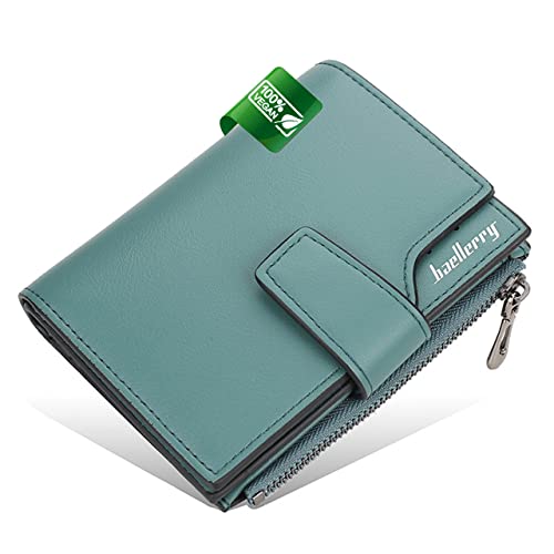 Geldbörse Damen klein Portemonnaie für Damen Portmonee Geldbeutel für Frauen Brieftasche kleine Geldtaschen (Grün)