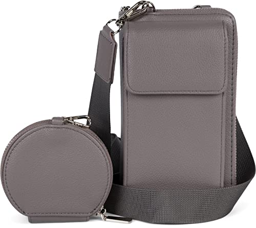 styleBREAKER Damen Taschen Set 2-Teilig Mini Bag mit Handy Fach und RFID Schutz, Umhängetasche, Handytasche, Crossbag 02012385, Farbe:Grau