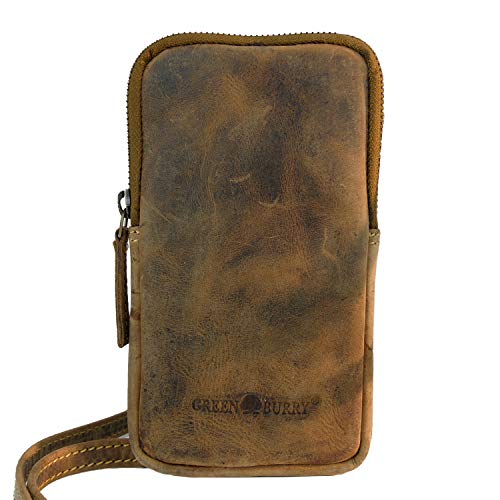 Greenburry Vintage Umhängetasche Braun 11x18x2,5cm Ledertasche Handtasche