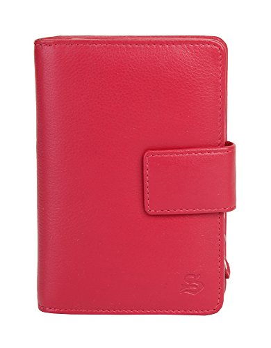 Szuna Geldbörse mit Reißverschluss Echt Leder rot Damen - 016439