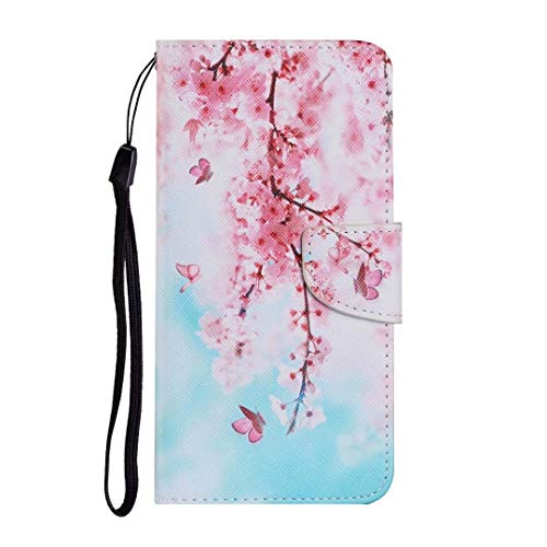 Nadoli Handyhülle für Samsung Galaxy A52,Schön Kirschblüte Blumen Muster Premium Leder Lanyard Magnetverschluss Ständerfunktion Schutzhülle Brieftasche