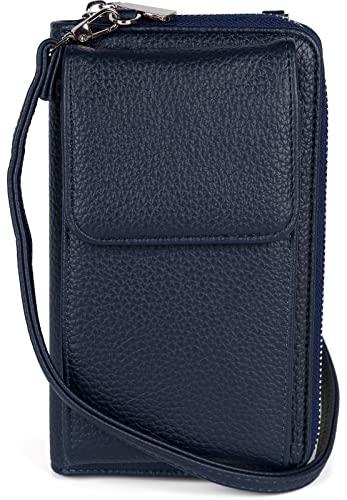 styleBREAKER Damen Mini Bag Geldbörse mit Handy Fach und RFID Schutz, Umhängetasche, Handytasche, Crossbag 02012362, Farbe:Dunkelblau