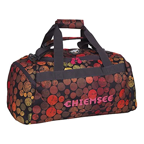 Chiemsee Reisetasche Sporttasche Matchbag Medium, schöne leichte trendige Reisetasche/Freizeittasche mit Schuhfach, Dots Black, 56 x 28 x 38 cm, 5070007