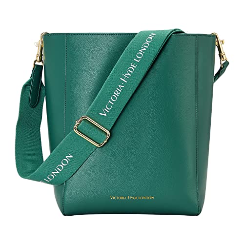 VICTORIA HYDE Handtasche für Damen aus echtem PU-Leder Grosse Kapazität Umhängetasche für Damen zum Einkaufen und Arbeiten (Grün)