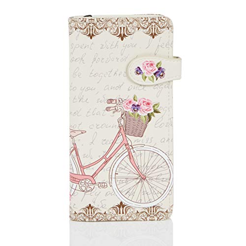 Shagwear ® Portemonnaie Geldbeutel Damen Geldbörse Mädchen | Bifold Mehrfarbig Portmonee Designs: (Paris Fahrrad/Paris Bike Beige)