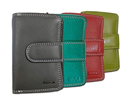 MIKA 80022598-4er Set Damengeldbörsen aus Echt Leder, 4 Portemonnaies im Hochformat, Geldbeutel mit 9 Kreditkartenfächer, 2 Scheinfächer und doppeltes Münzfach, Brieftaschen ca. 13,5 x 9,5 x 3,5 cm