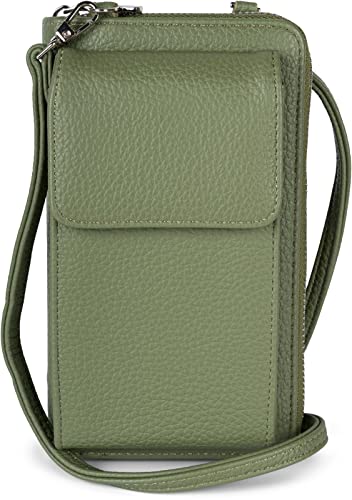 styleBREAKER Damen Mini Bag Geldbörse mit Handy Fach und RFID Schutz, Umhängetasche, Handytasche, Crossbag 02012362, Farbe:Lindgrün