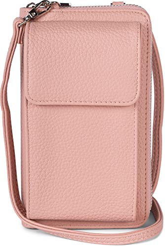 styleBREAKER Damen Mini Bag Geldbörse mit Handy Fach und RFID Schutz, Umhängetasche, Handytasche, Crossbag 02012362, Farbe:Rose