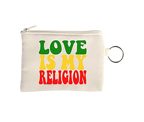 Love is My Religion Reggae Logo Kleine Geldbörse mit Geldbörse und Schlüsselring Beige One Size