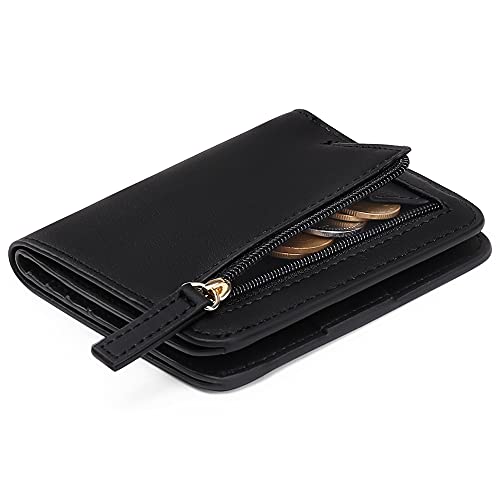 GAEKEAO Damen Geldbeutel klein mit RFID-Schutz, Mini Kurzer Geldbeutel Frauen Leder mit Zipper Brieftasche, Weich Bequem Süß Münzfach Portemonnaie