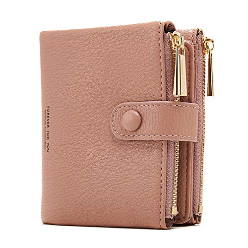 Damen Geldbeutel,PU Leder Portemonnaie Kleine Brieftasche Geldbörse Für Frauen (Pink)
