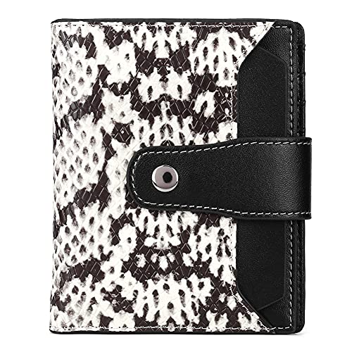 BOSTANTEN Damen Echtes Leder Geldbörsen RFID Slim Wallet 10 Kartenfächer Portemonnaie Kleingeldfach mit Reißverschluss Schwarz-weiße