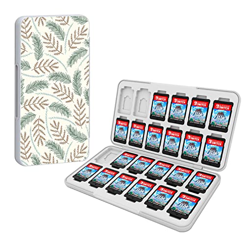 Switch Game Card Case Kompatibel mit Nintendo Switch Game & Micro SD Karte, 24 Slots Storage Holder with Soft Lining, Switch/Switch OLED Cartridge Game Case with Magnetverschluss (Pine Tree Leaves)