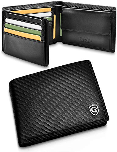 GenTo® Manhattan - Große Klassische Geldbörse mit Münzfach - Apple AIRTAG Halterung - TÜV geprüfter RFID NFC Schutz - geräumiges Portemonnaie - Geldbeutel Herren und Damen - Inklusive Geschenkbox