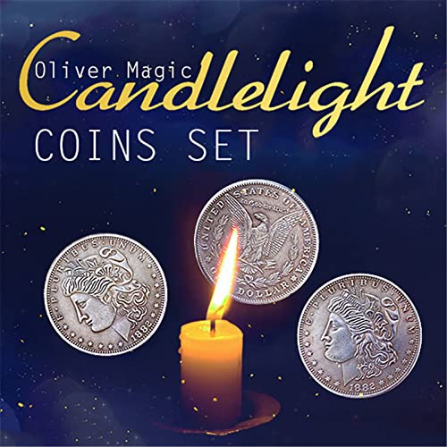 ZQION Oliver Magic Tricks Coin Gimmick Set (1 Flipper-Münze + 1 erweiterte Schale + 3 Morgan Dollar)