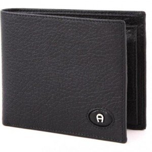 Aigner Basics Geldbörse aus Leder schwarz 12 cm