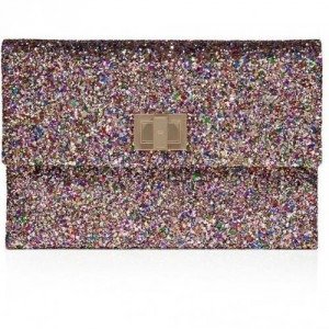 Anya Hindmarch Gold Glitter Fabric New Valorie Clutch