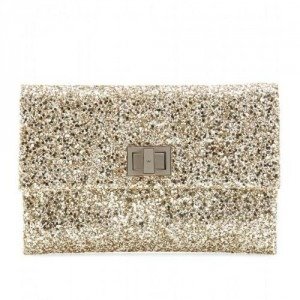 Anya Hindmarch Valorie Glitter-Clutch gold