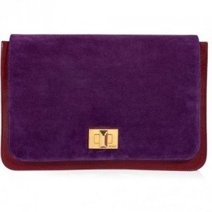 Emilio Pucci Ruby/Amethyst Combo Leather Clutch