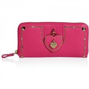 Juicy Couture Passion Pink Leather Heart Zip Wallet